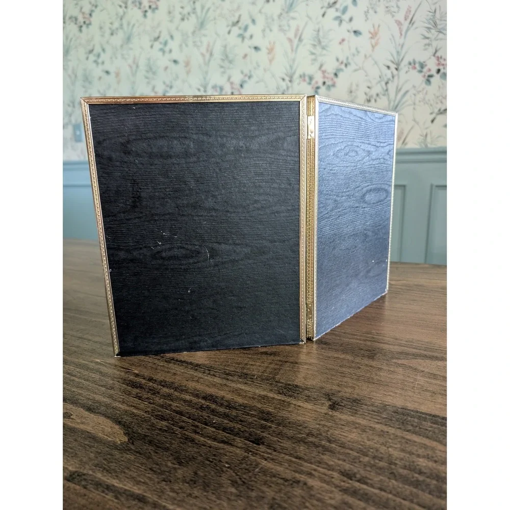 Vintage Brass Double Folding Picture Frame 8x10 Gold Ornate Hinged Hollywood